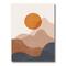 Designart - Abstract Red Moon In Earth Toned Mountains II - Modern Canvas Wall Art Print